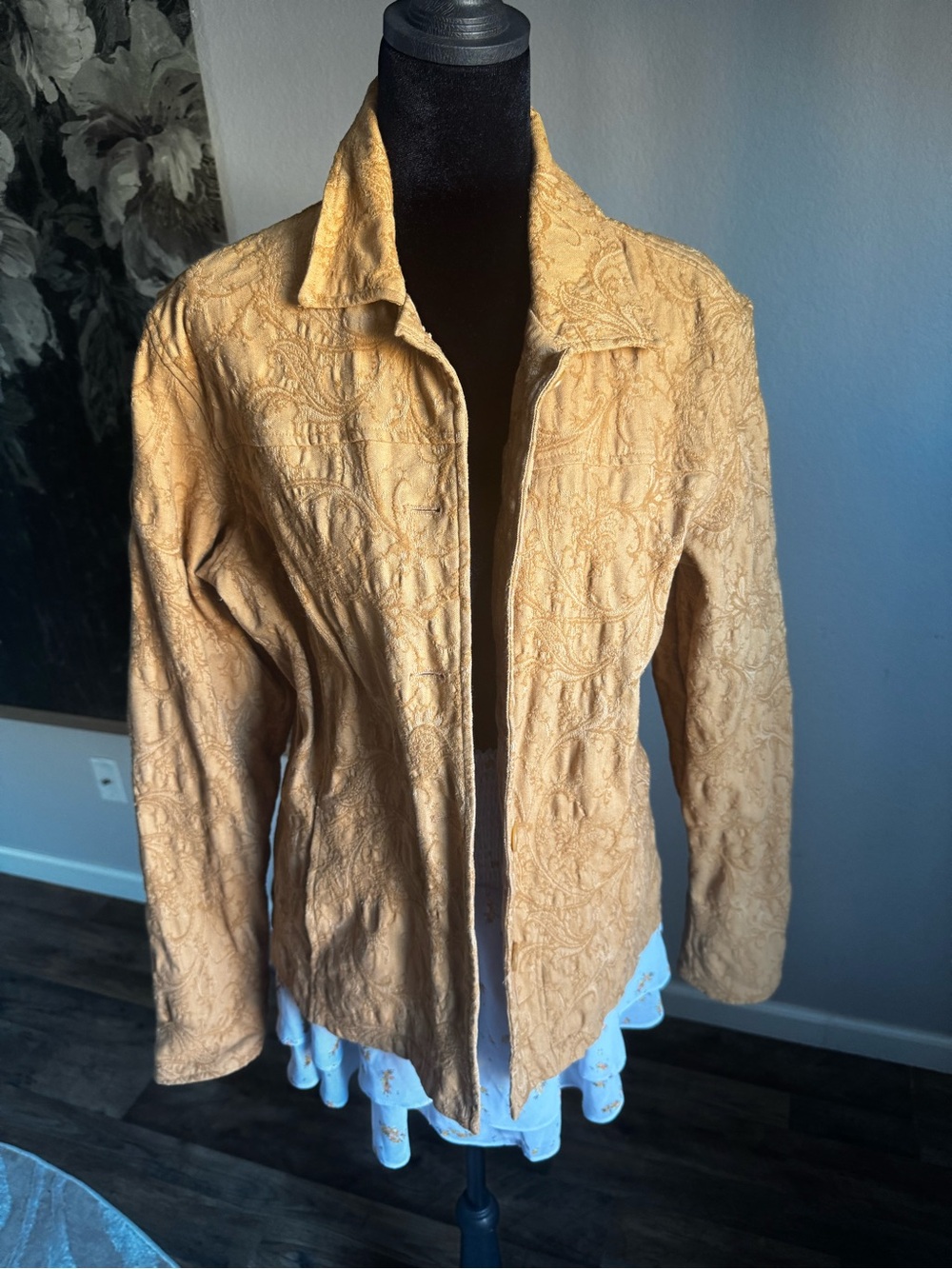 Coldwater Creek Textured Mustard Zip-Front Jacket